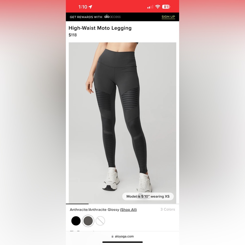 Alo High Waistes Moto Leggings